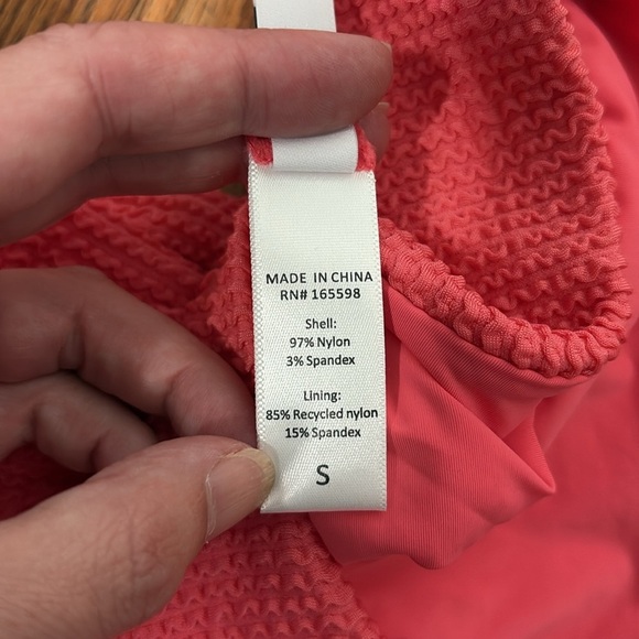 Andie Bikini Set 90s High Waist Seersucker Textured Grapefruit size‎ S NWOT - Picture 3 of 5